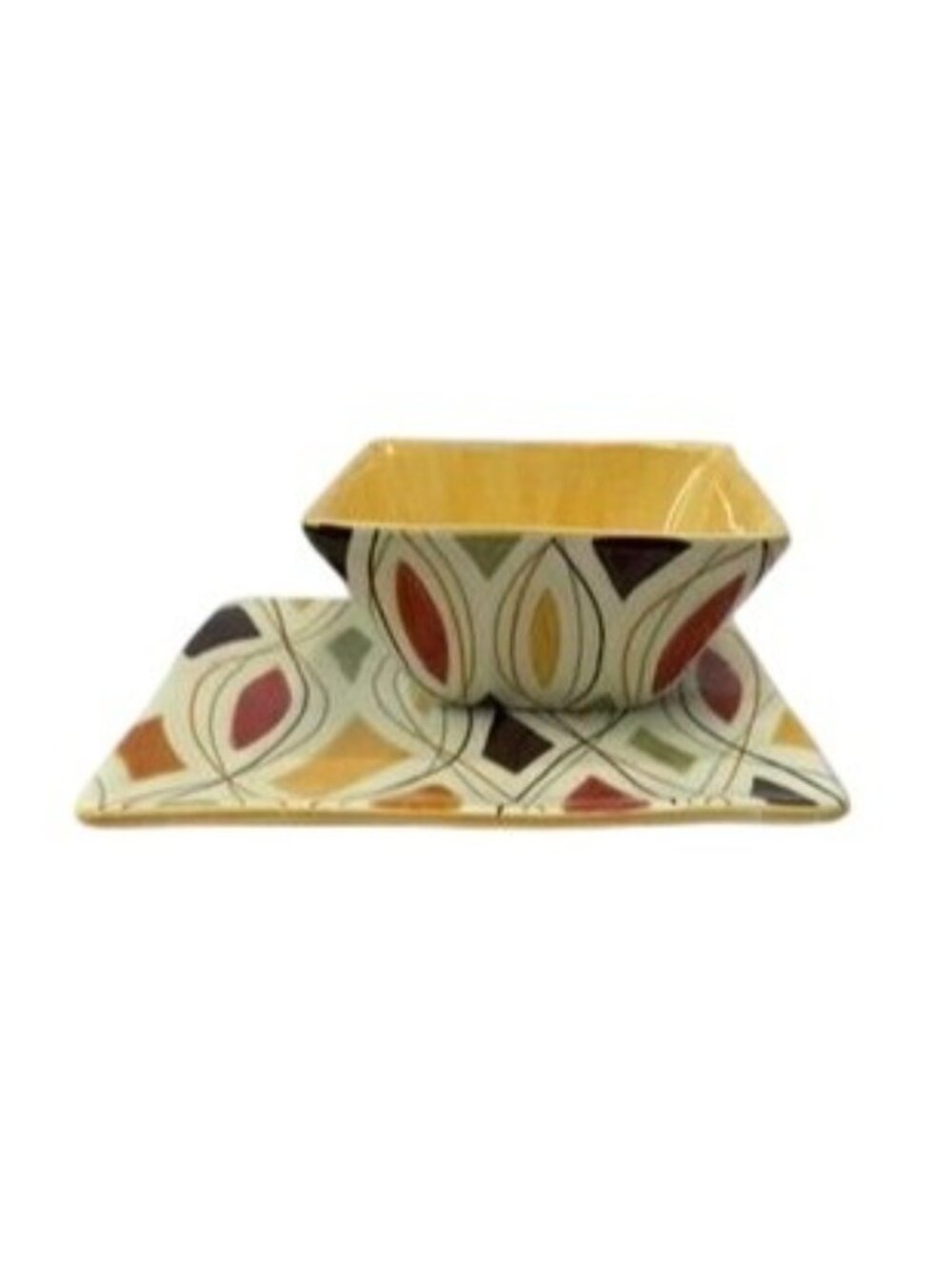 PIER 1 ONE IMPORTS ALVARADO SQUARE BOWLS HAND PAINTED EARTHENWARE 6"x6"